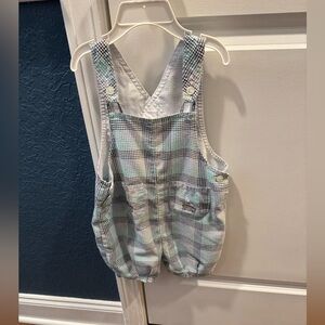 Parisian Bebe Sailboat Seersucker Plaid Shortalls Overalls 24 months 24m Boy